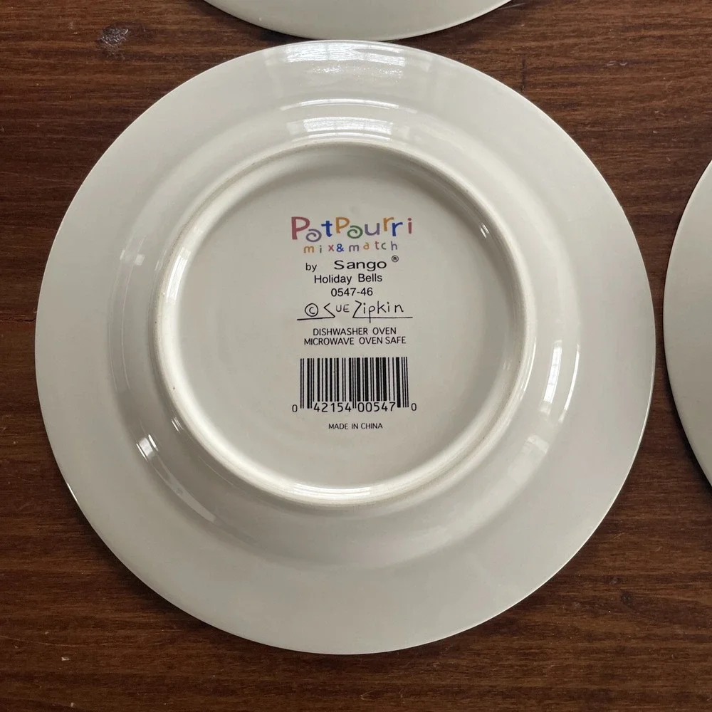 Sango PotPourri Mix & Match Christmas Plates Set of 4 Bells